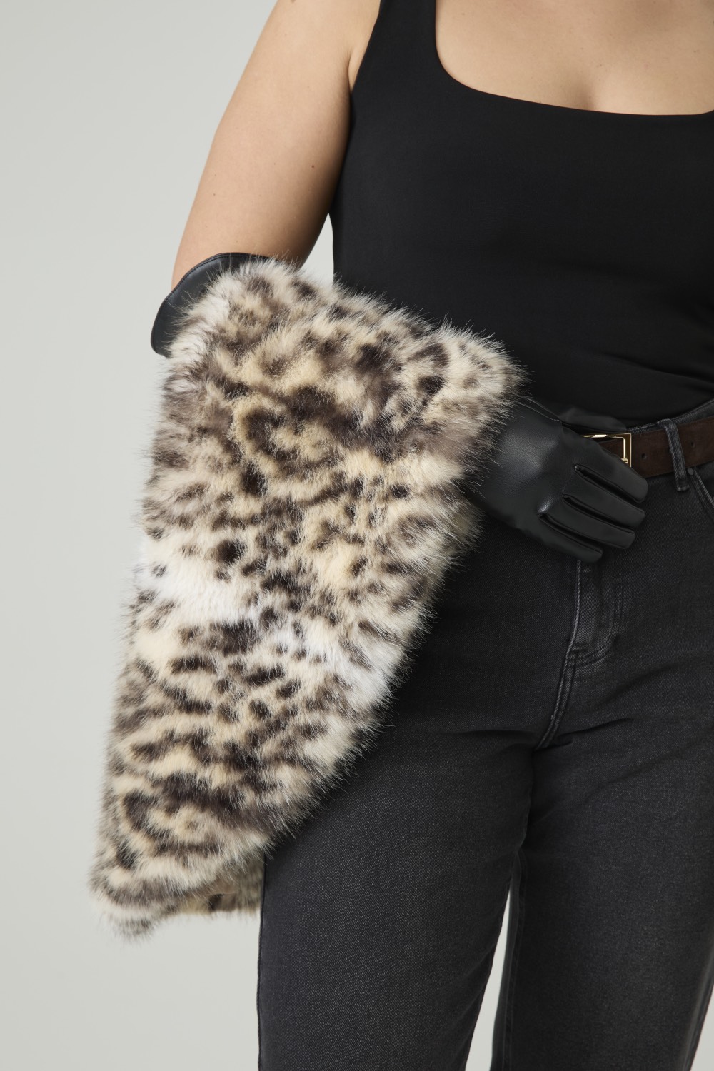 Меховая накидка из искуственного меха, коричневый