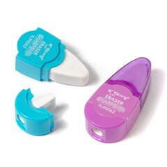 
          Точилка пластиковая с ластиком Yalong, 1 отверстие, контейнер, ассорти, картонная упаковка