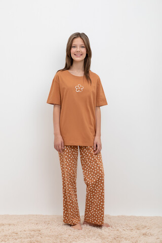 пижама  для девочки  КБ 2818/миндаль,цветочный вальс