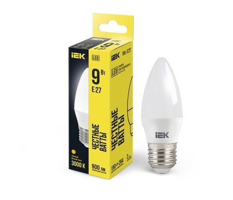 Лампа LED C35 свеча 9Вт 230В 3000К E27 IEK