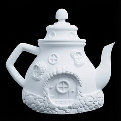 Силиконовый молд № 421 Домик чайник 2 D ( серия домики для гномов и фей)