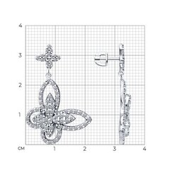 Серьги-пусеты с подвесками Бабочки из серебра в стиле GRAFF