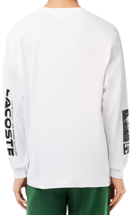 Теннисная футболка  Lacoste Loose Fit Ren_ Lacoste Print T-Shirt - white/black