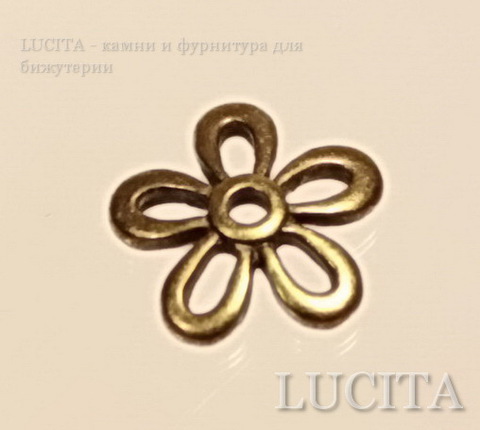 Шапочка в виде цветочка (цвет - античная бронза) 11,5 мм, 10 штук ()