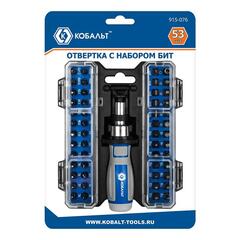 Отвертка рукоятка КОБАЛЬТ с набором бит, 53 пр., CR-V (25 бит, 26 бит для точн.работ + адаптер) (915-076)