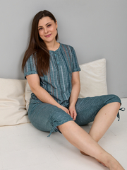 Пижама с бриджами КД-61/рогожкаизумруд-цепочка