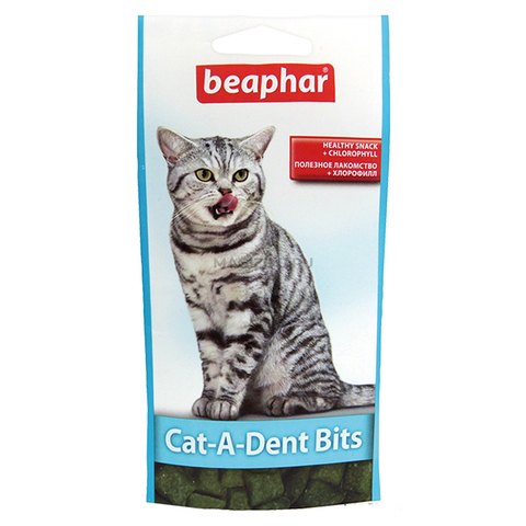 Лакомство подушечки Beaphar Cat-A-Dent-Bits для кошек для чистки зубов, 35 г.