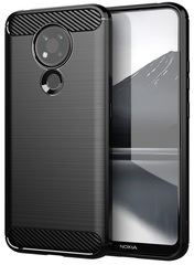 Защитный чехол черного цвета в стиле карбон на Nokia 3.4, серия Carbon от Caseport