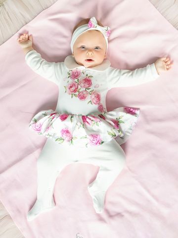 Комплект "Роскошь пионов" Комбинезон с юбочкой из шиффона и повязка