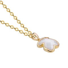 Латунная цепочка с Подвеской "Мишка из белой керамики", gold