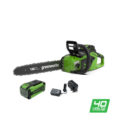Цепная пила аккумуляторная Greenworks GD40CS18, 40V, 40 см, бесщеточная, до 1,8 КВт, с 1хАКБ 8Ач и ЗУ (2005807UH)