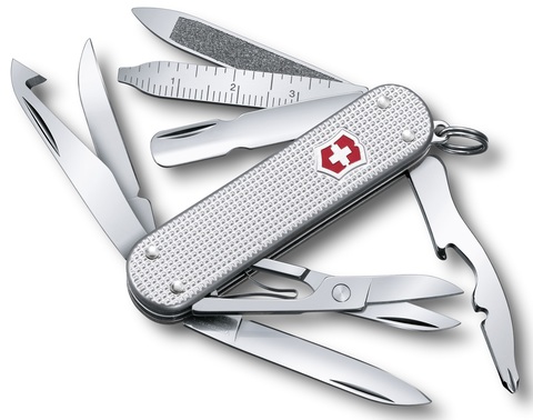 Нож-брелок Victorinox Alox MiniChamp (0.6381.26) 58 мм., алюминиевая рукоять, серебристый - Wenger-Victorinox.Ru