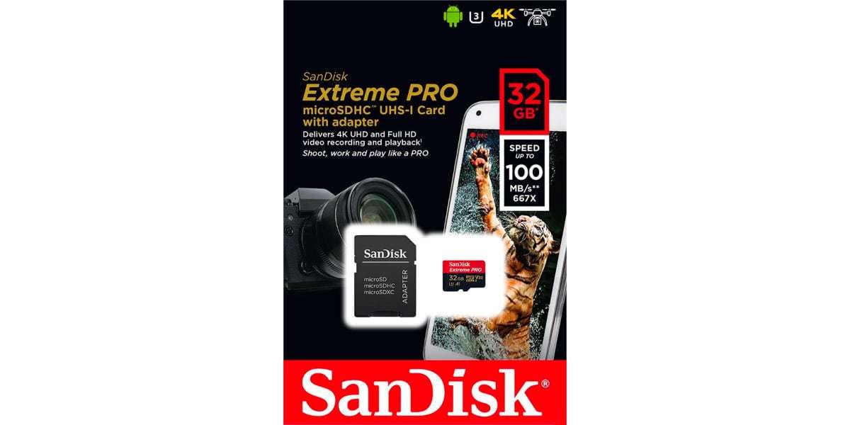 Флеш карта microSD 32GB SanDisk microSDHC Class 10 UHS-I A1 V30 U3 Extreme Pro (SD адаптер)