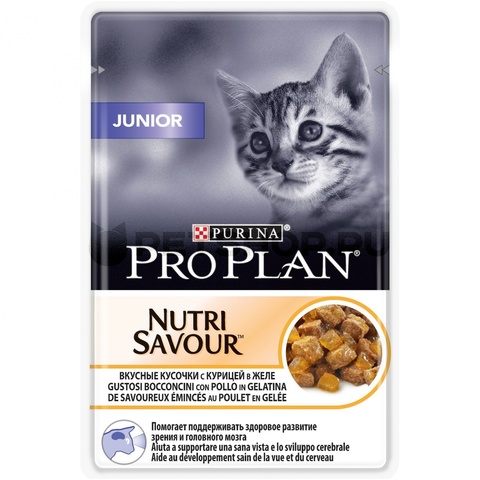 Корм для кошек Purina Pro Plan NutriSavour Junior kitten with Chicken in Jelly для котят курица в желе 85 г.