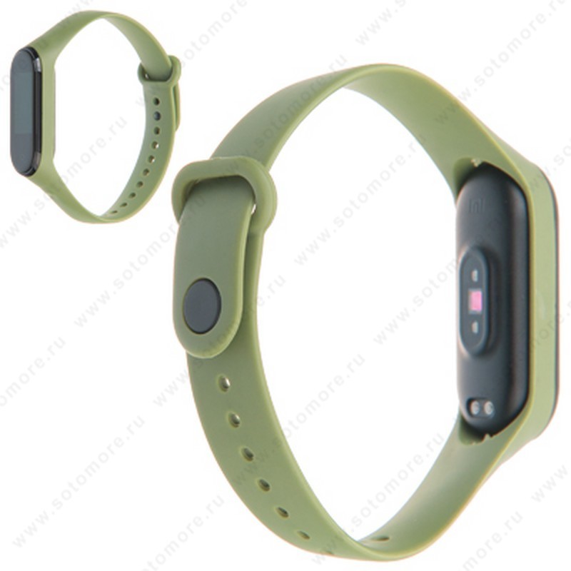 Ремешок для фитнес-браслет Xiaomi Mi Band 3/ 4 силиконовый матовый зеленый