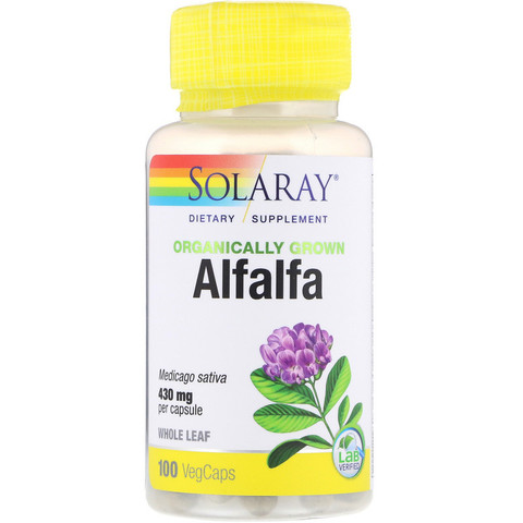 Solaray, Organically Grown Alfalfa, 430 mg, 100 VegCaps