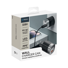 Сетевое зарядное устройство Wall Charger USB-C + USB A, PD 3.0, QC 3.0, 33W, дисплей