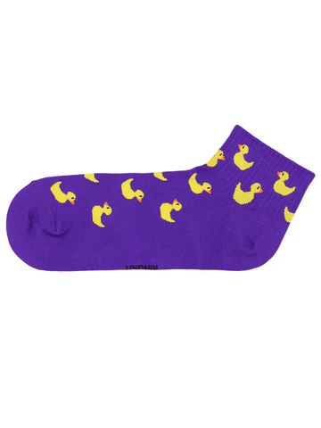 Низкие носки с принтом уток фиолетовые оптом