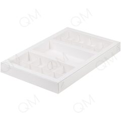 Коробка с вклеенным окном для конфет 300*195*30 мм (8+8) + для шоколад.плитки 160*80 мм (белая), 10шт