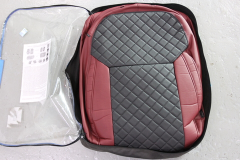 Авточехлы Volkswagen Golf VII Hb с 13г. (бордовые бока и тыл, центр черный ромб) (Эксклюзивные комплекты)