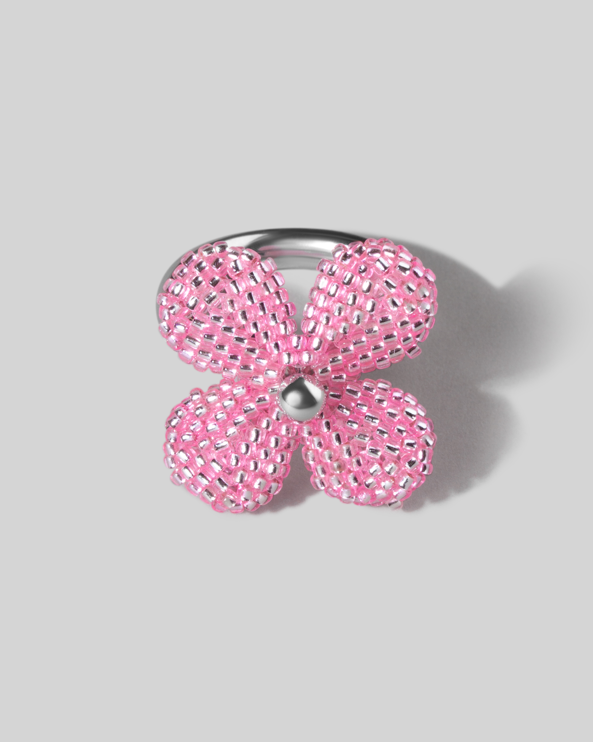 Кольцо Beaded Flower Pink