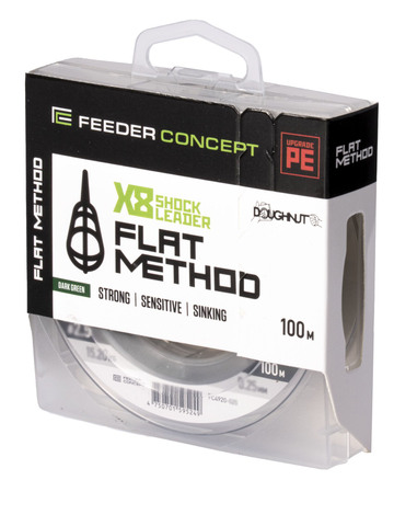 Шок-лидер плетёный Feeder Concept Flat Method х8 SHOCK LEADER Dark Green 100/020