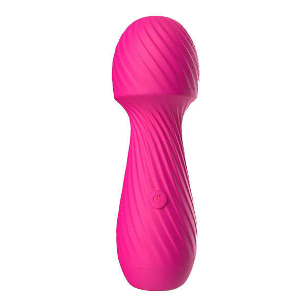 Ярко-розовый мини-вибратор wand 13,6см с рельефной поверхностью Silicone Toys Dazzle USK-W03