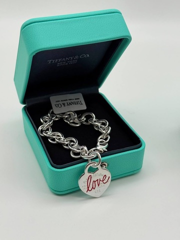 Браслет крупная цепь с сердцем Tiffany