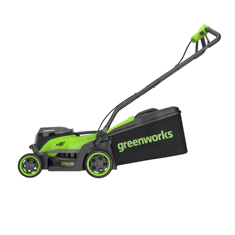 Газонокосилка аккумуляторная Greenworks GD24X2LM361, 2х24V, 36 см, бесщеточная, c 2хАКБ 4Ач и двойное ЗУ