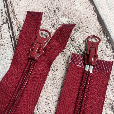 Молния разъемная пластиковая с двумя замками 71 см бордовая