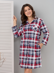 Туника Д-119/клеткаграфит-белокрасная