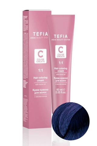 Крем-краска для волос 0,1 чистый синий корректор Color Creats Tefia, 60 мл