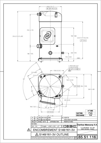 Компрессор спиральный Danfoss SZ148T3VC ( SZ148-3VAI ) серия SZ