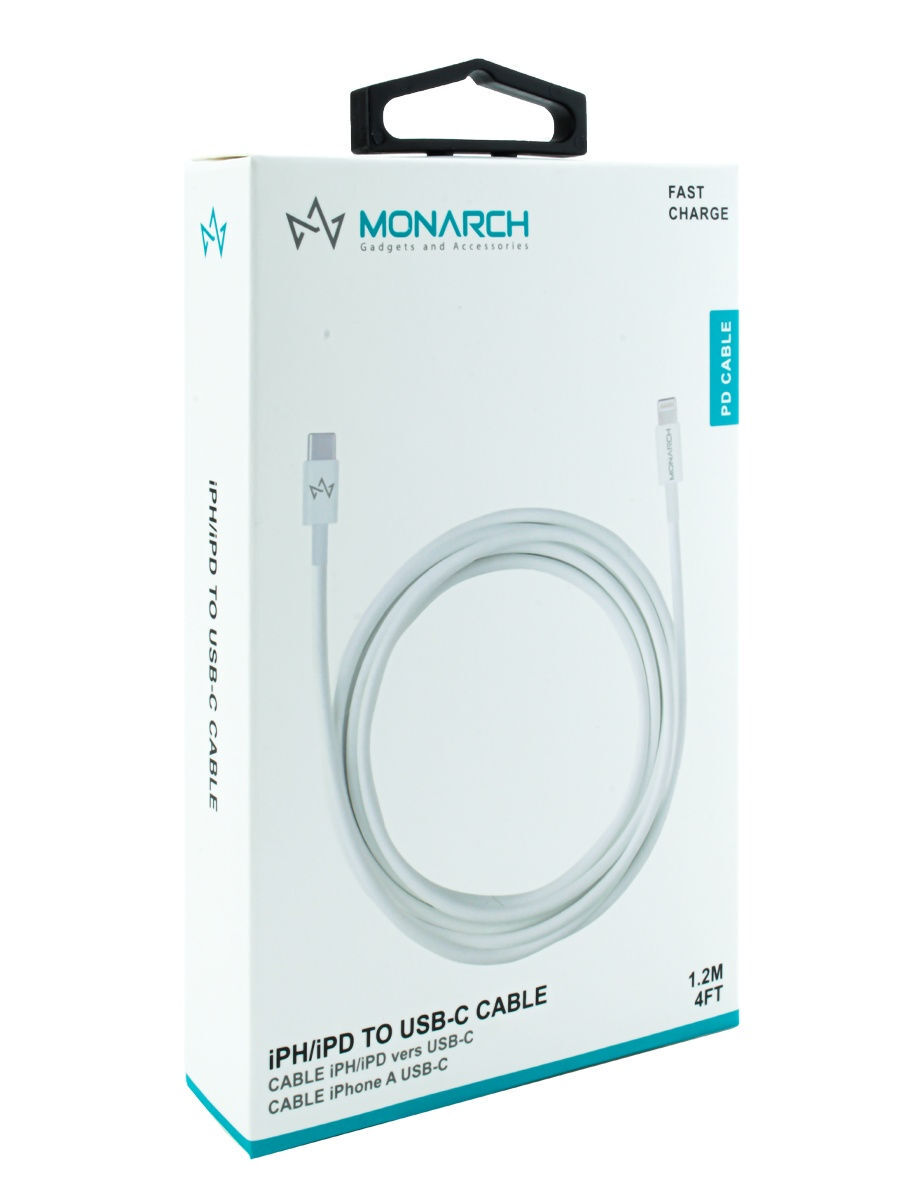 Apple Кабель Monarch для iPhone/iPad Lightning на USB-C Cable 1,2m (Белый)
