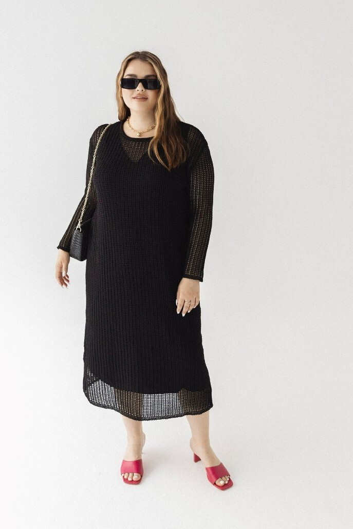 Платье кроше, черный