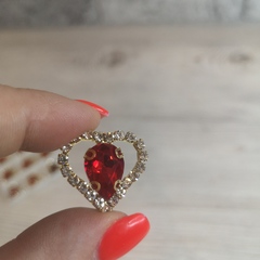 Стразы на цапах пришивные Кабошон капля - сердечко Кардинал