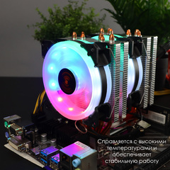 Кулер для CPU TESLA 620RGB, 2х92мм, 2200rpm, 3-pin, Al+Cu, серебристый-белый-прозрачный/FRGB, 64CFM, 23дБ, 6-PIPE(прямой контакт), TDP 180Вт, INTEL 1700/1200/115x/775/1366, AMD AM5/AM4/AM3(+)/AM2(+)/FM2(+)/FM1/754/940/939 (TSL-620-RGB)