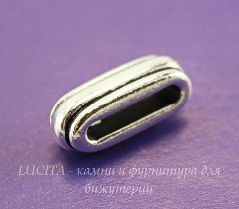 Бусина для шнура 12х2 мм TierraCast "Deco slide" 17х7х6 мм (цвет-античное серебро)