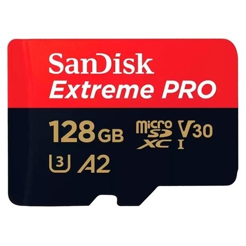 Карта памяти microSDXC 128GB SanDisk Class 10 UHS-I A2 C10 V30 U3 Extreme Pro (SD адаптер) 200MB/s