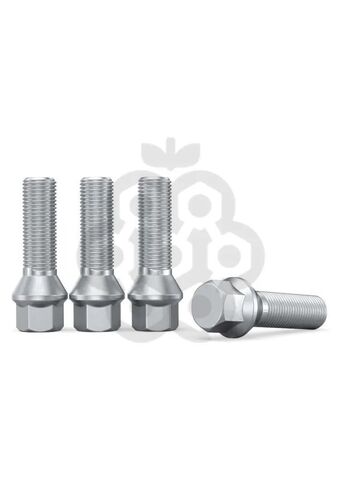Болт колёсный М14x1.5 длина 55мм ключ 17мм конус цинк (20 шт) для Audi, Mercedes, Skoda, VW, Porsche, Seat, Jaecoo, Zeekr, Haval, Geely Monjaro, Voyah