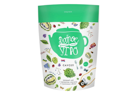 Зеленый чай с ароматом саусепа и кусочками яблок "Доброе утро", 80г