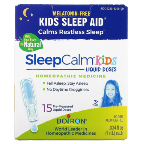 Boiron, Kids, SleepCalm, жидкие дозы, для детей от 3 лет, без мелатонина, 15 предварительно отмеренных жидких доз, по 1 мл