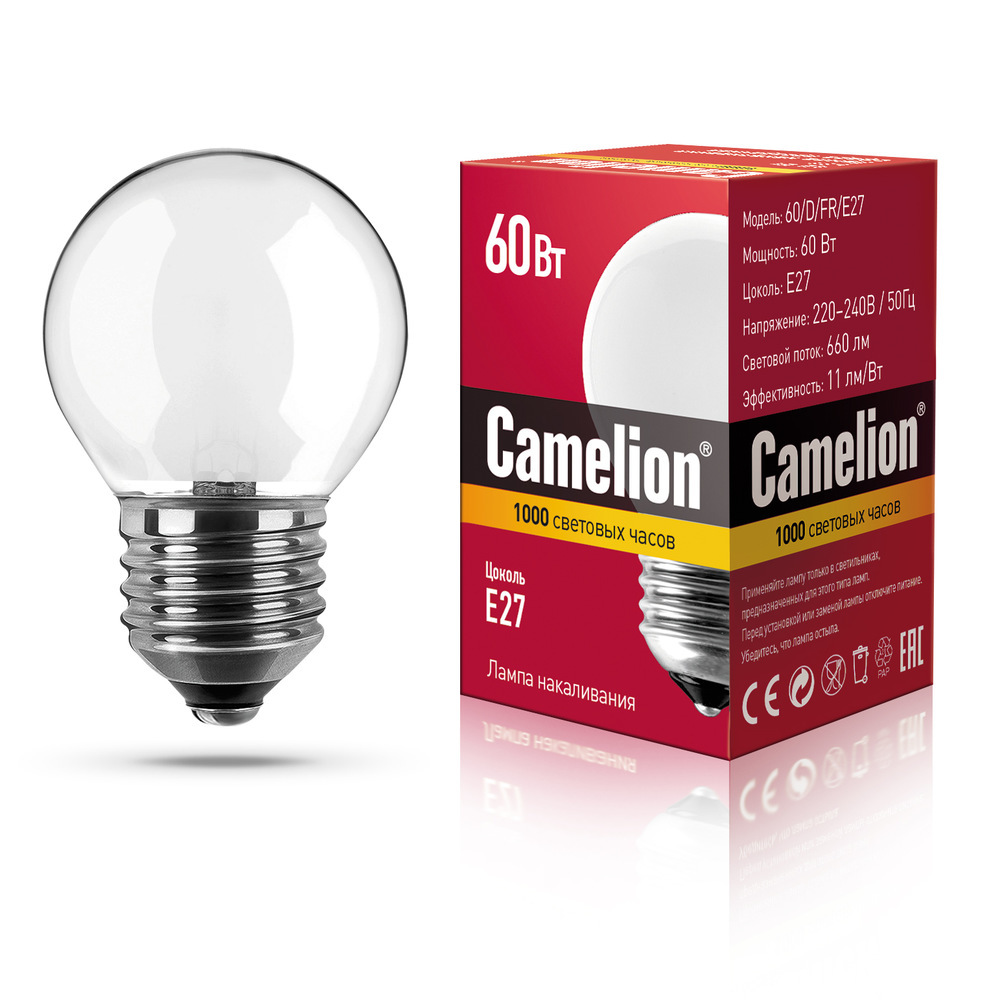 Лампа накаливания 60/D/FR/E27 CAMELION