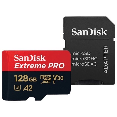 Карта памяти microSDXC 128GB SanDisk Class 10 UHS-I A2 C10 V30 U3 Extreme Pro (SD адаптер) 200MB/s