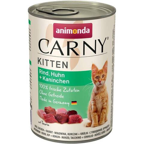 Animonda Carny Kitten консервы с говядиной, курицей и кроликом для котят 400г