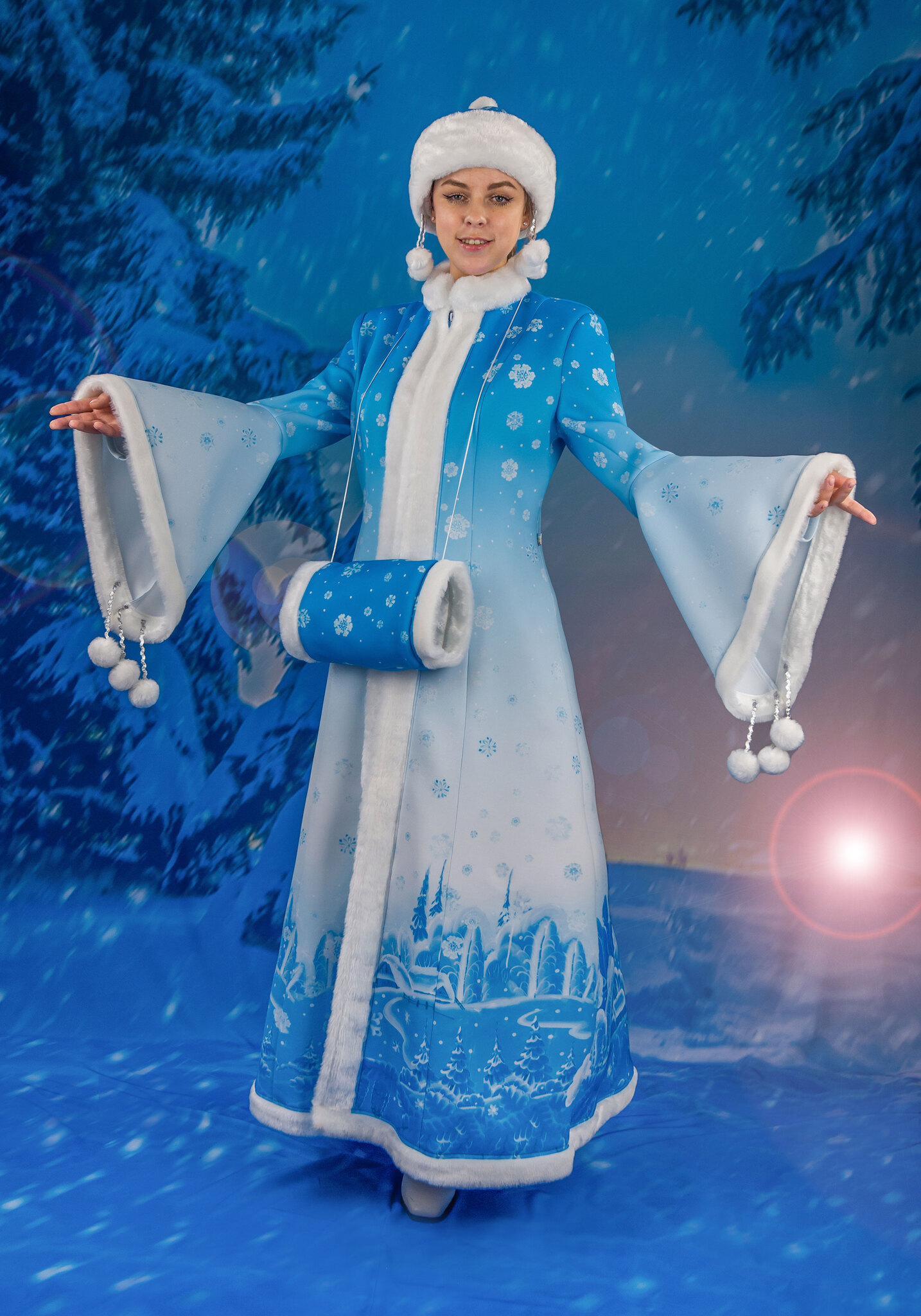 Карнавальный костюм Снежинка Снеговик женский