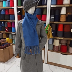 Домотканный шарф из кашемира с льном и шелком Синий