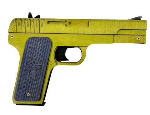 Пистолет Деревянный 22см, стреляет резинками