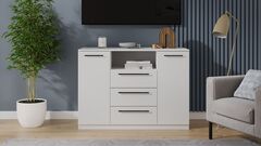 Комод для одежды с ящиками и полками Белый 3 ящика 120х51х87 см