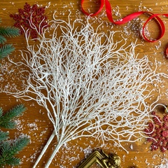 Букет, искусственная зелень, цвет Белый, 43 см, набор 2 букета